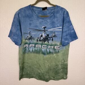 Liquid Blue Boeing Apache Shirt Men XL Tie Dye Graphic Tee Military Aviation Vtg